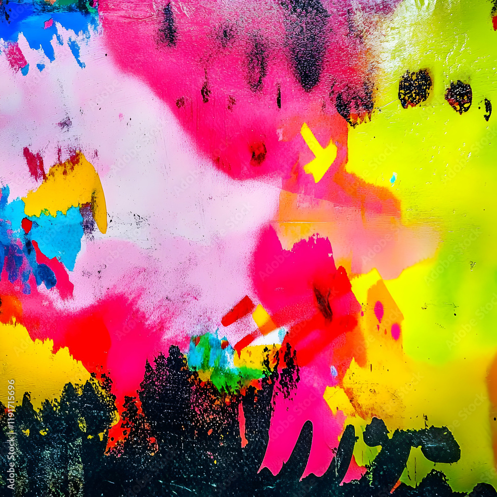 Poster Abstract Background Displays Vibrant Colors and Bold Strokes Dynamically Across the Canvas