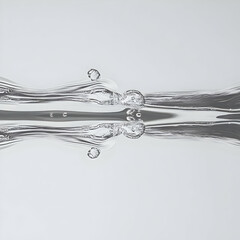 Clear Water Stream Flows Smoothly with Bubbles on a Clean White Background