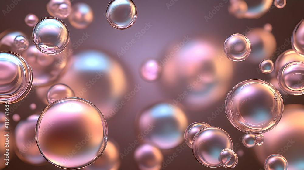 Poster 3d render of floating iridescent bubbles creates a dreamlike abstract background