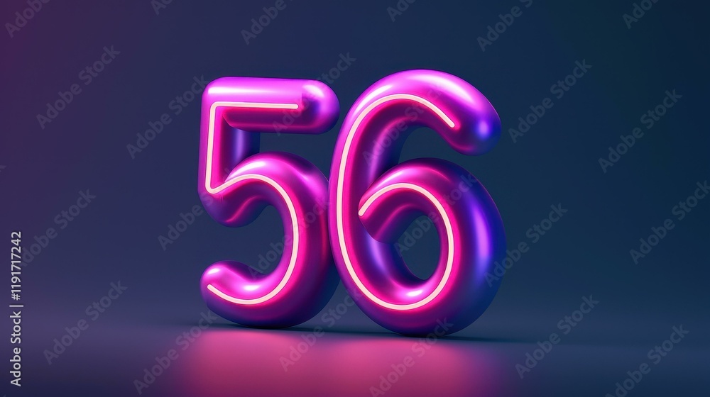 Poster vibrant neon 3d lines form the number , glowing brilliantly against a dark backdrop, creating a stri