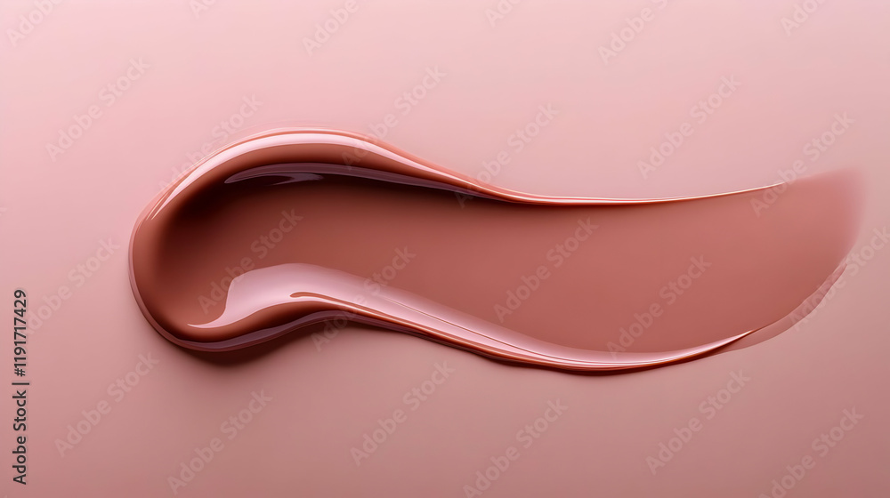 Poster glossy liquid foundation swirl on a soft pink background creates a visually appealing abstract desig