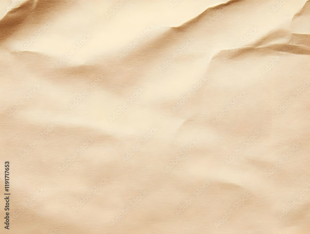 Poster beige wrinkled paper texture creates a soft, textured background with subtle shadows and highlights.