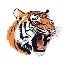 Roaring tiger head, wild cat portrait, jungle background, wildlife print
