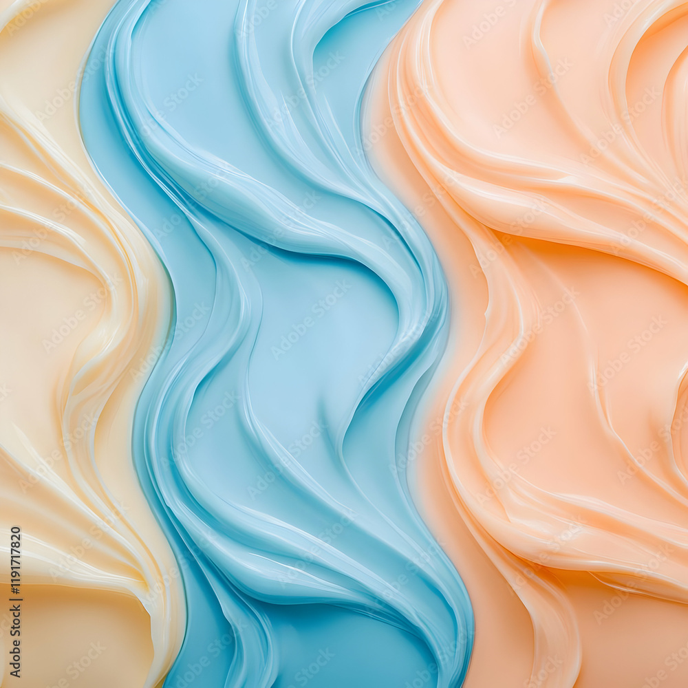 Poster creamy swirls of pastel colors flow smoothly across the canvas, creating a textured and visually app