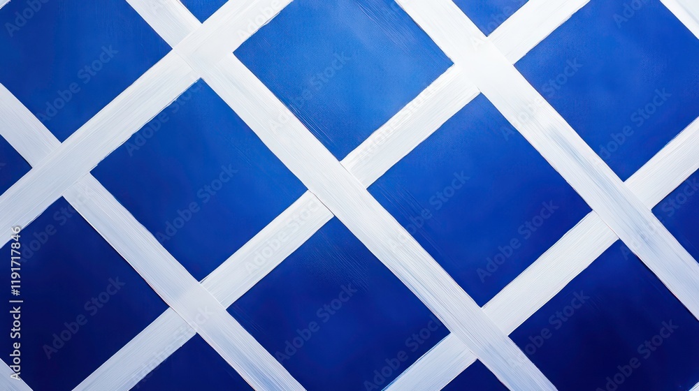 Poster Abstract blue and white diagonal squares pattern background texture.