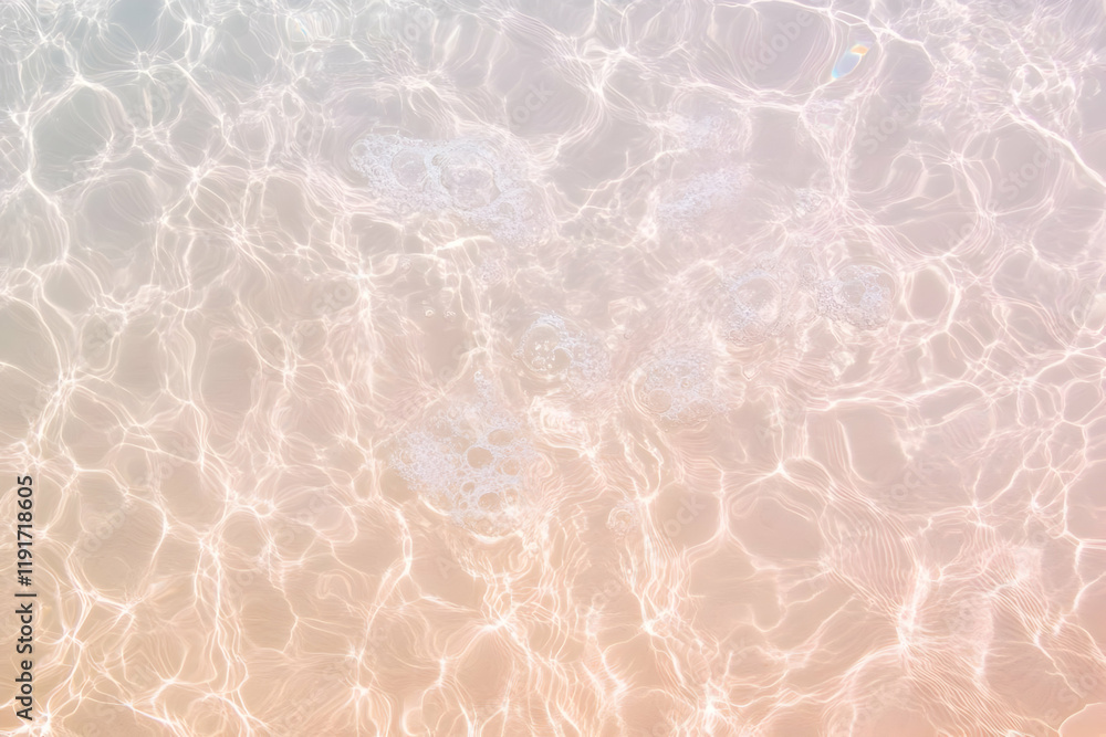 Poster crystal-clear water surface reflects sunlight creating beautiful patterns and ripples in the pool.