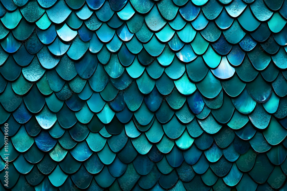 Poster intricate teal scale pattern creates a textured and visually appealing background
