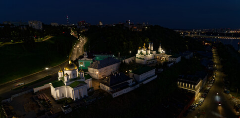City at night with a church in the middle