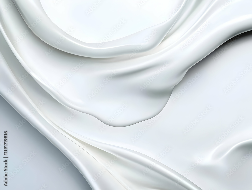 Poster flowing white fabric creates a smooth and elegant abstract background texture
