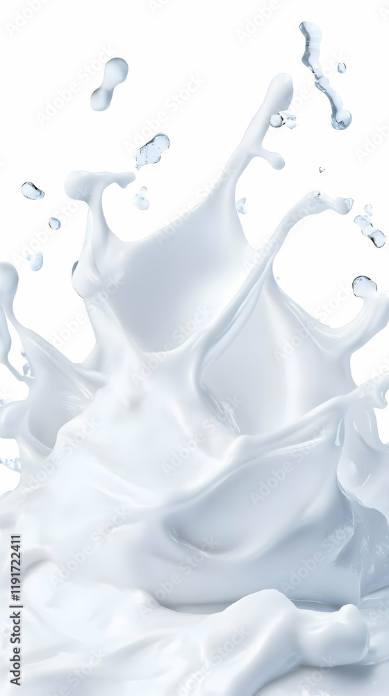 Aufkleber white liquid splashing dynamically with droplets on white background