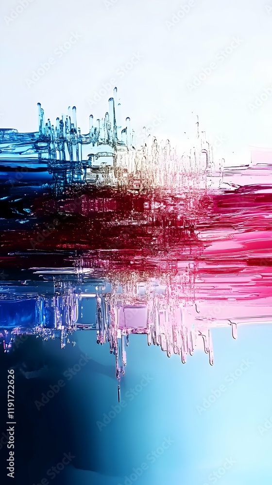 Poster abstract background shows colorful crystallized structures with iridescent hues, vivid colors and dy