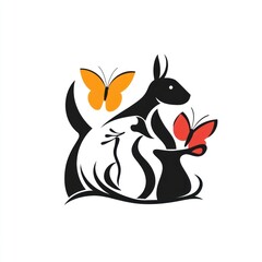 Wildlife silhouettes, butterflies, nature, logo, conservation