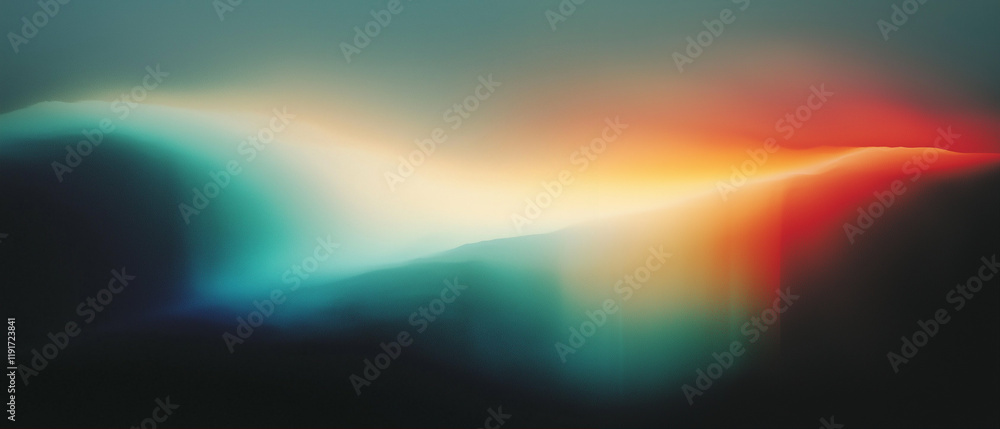 Poster Abstract landscape with colorful gradient in soft lighting creating a serene atmosphere and tranquil composition