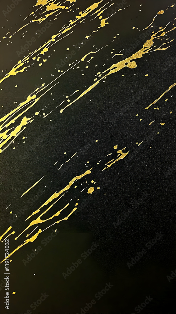 Aufkleber abstract background with gold splashes and streaks dynamically arranged on a textured black surface