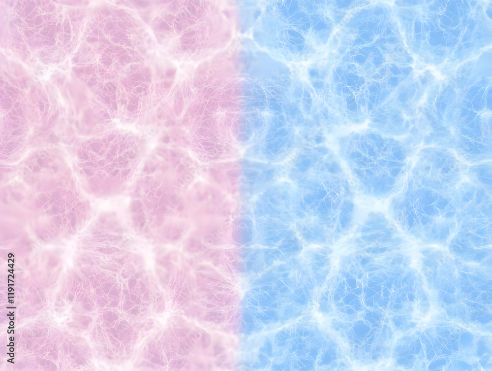Poster abstract background displays a gradient of pink and blue with wispy, intertwined fibers seamlessly.