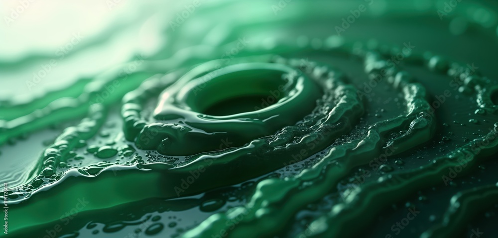 Poster abstract liquid pattern. circular green liquid texture. sophisticated minimalist design. fluid movem