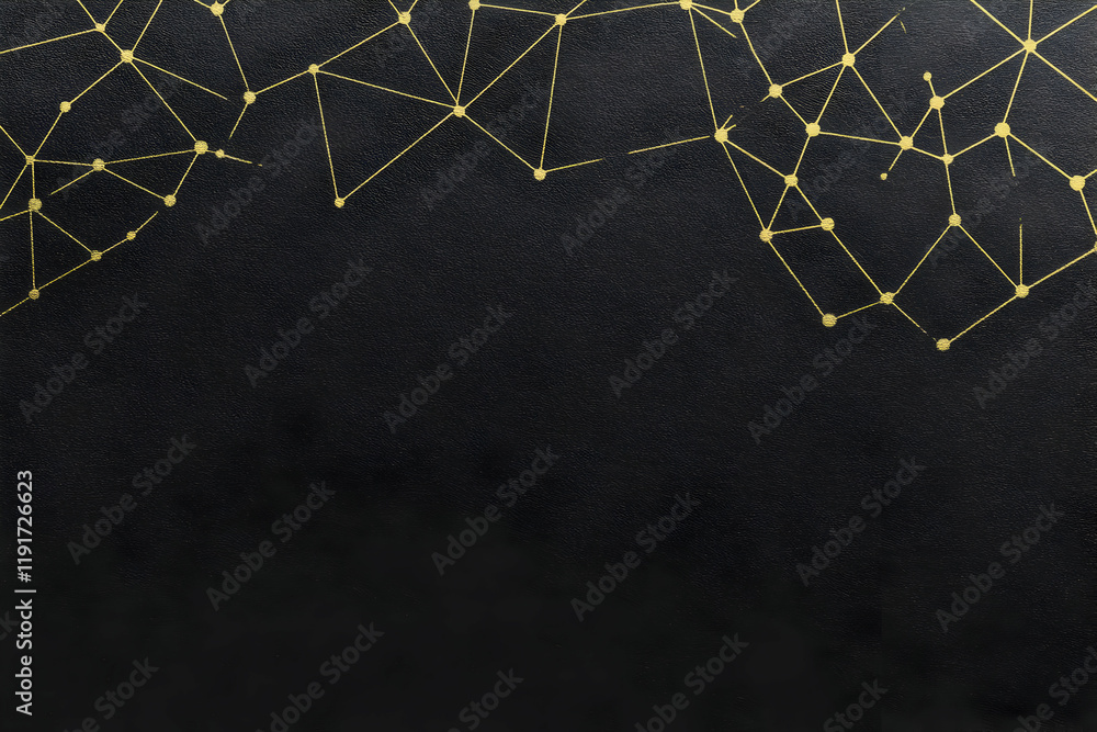 Aufkleber golden network pattern on black textured background design with copy space