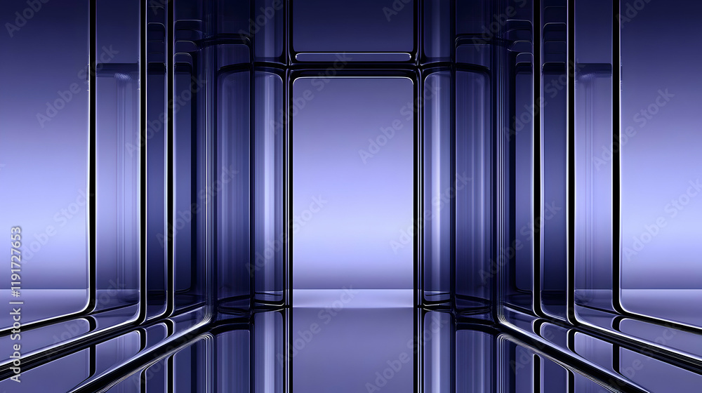 Aufkleber abstract 3d illustration of a glass structure with reflections creating a futuristic architectural d
