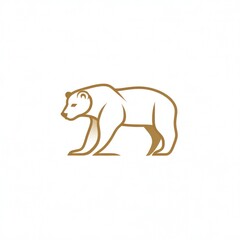 Grizzly bear line art, wildlife design, nature symbol, white background, logo design