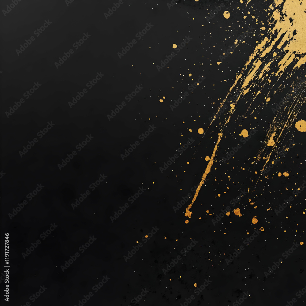 Poster abstract black background with elegant gold splashes and texture for modern design