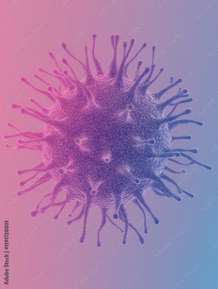 Aufkleber Graphical representation of a virus in minimalistic design with vivid colors showcasing intricate details. Generative AI