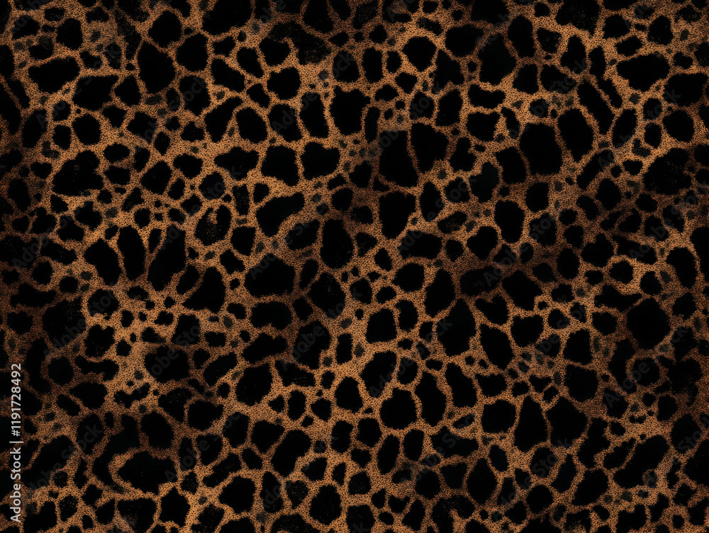 Poster abstract background texture displays brown giraffe print pattern on black seamlessly
