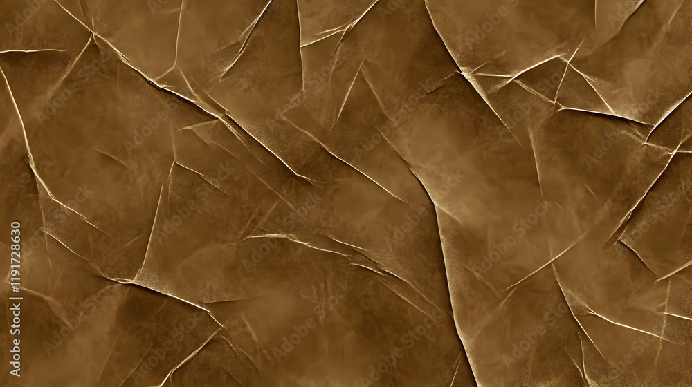 Poster brown crumpled paper texture forms an abstract background with wrinkles and creases.