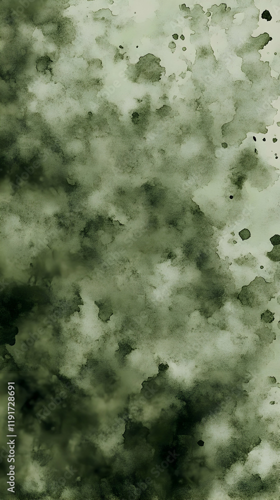 Aufkleber abstract olive green watercolor background creates a moody and textured effect with soft and darker 