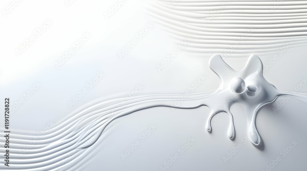 Poster abstract white liquid splash flows seamlessly with textured ripples background. smooth, elegant desi
