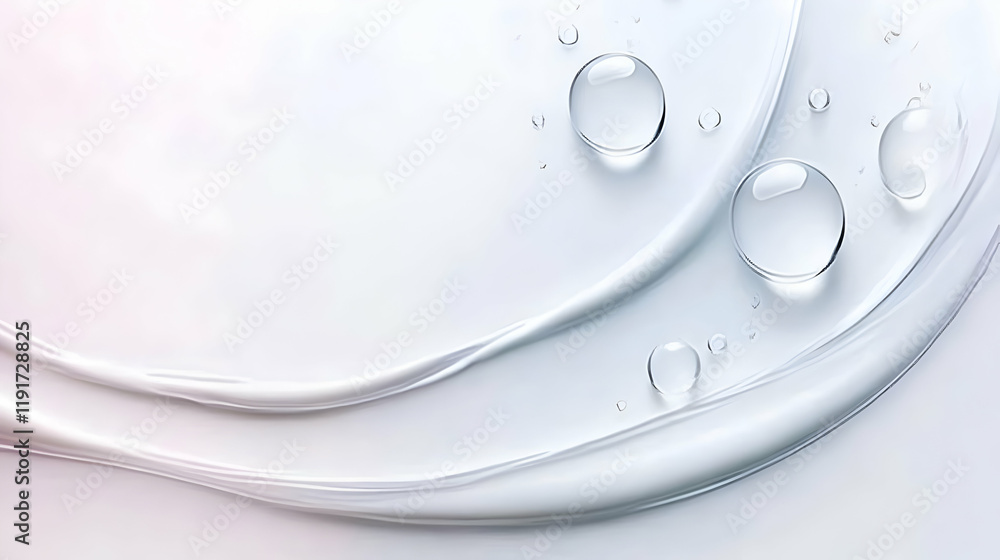Poster abstract background with clear liquid and water droplets creates a refreshing visual