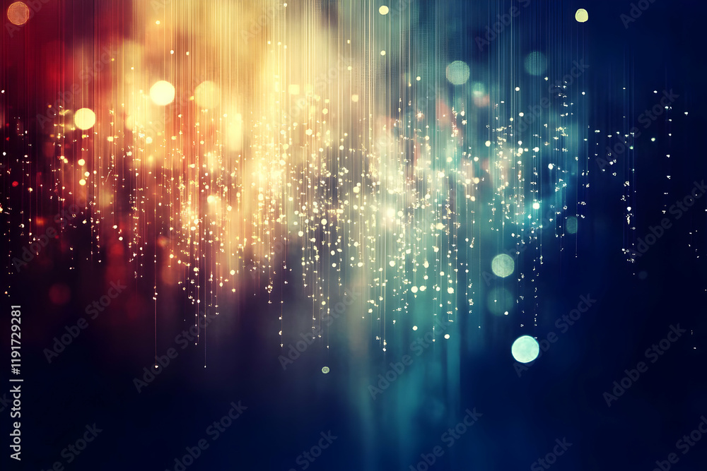 Aufkleber abstract background displays glowing particles falling gracefully with soft bokeh effect
