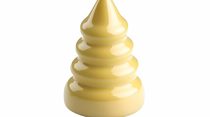 Glossy Yellow Abstract Sculpture Stands Tall on a White Background with Smooth Curves