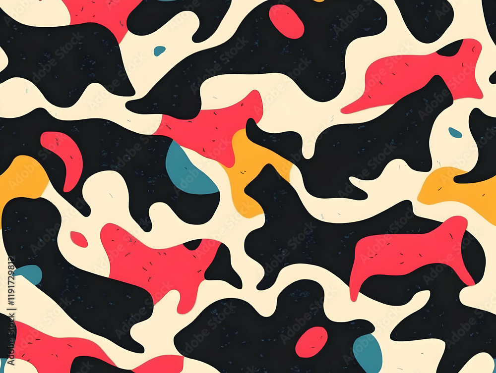 Poster abstract background displays colorful organic shapes flowing seamlessly across canvas.