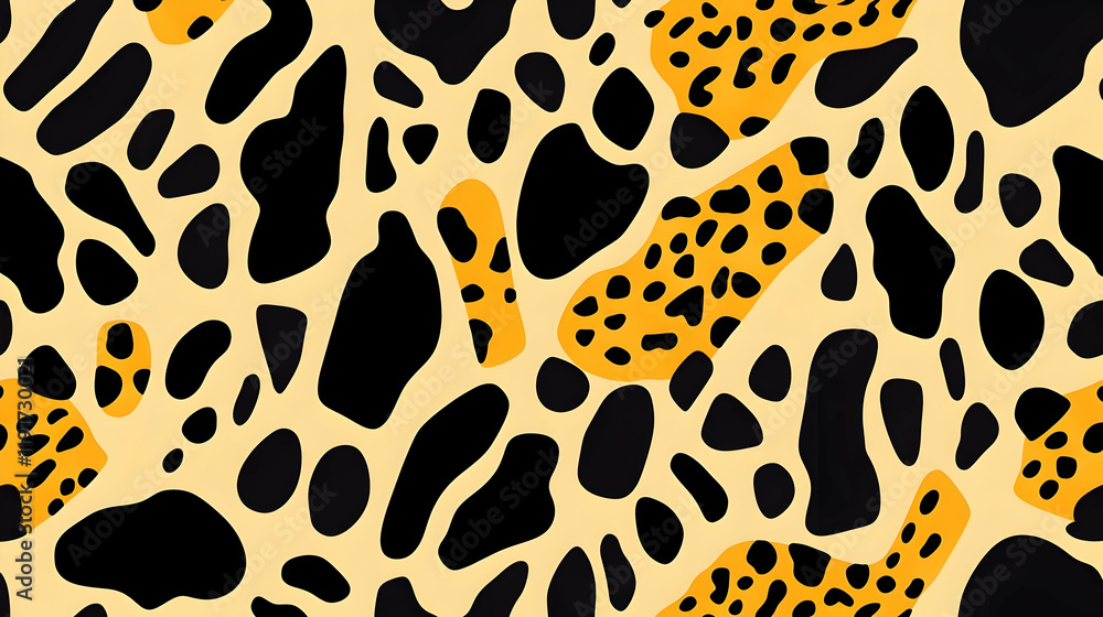 Poster abstract seamless pattern with black and yellow spots creates a vibrant and dynamic visual design