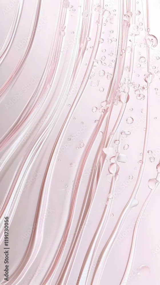 Poster pink abstract background with flowing lines and bubbles creates a serene and elegant design