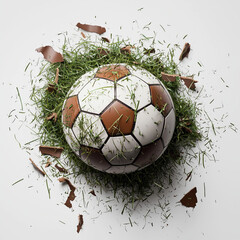 Soccer ball bursts through grass in dynamic display of World Cup spirit and energetic sportsmanship