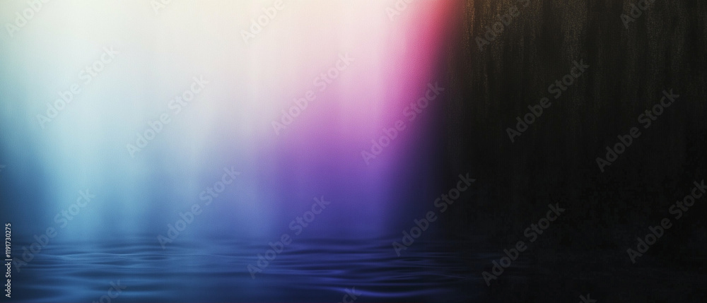 Poster water reflection on abstract background with soft gradient colors creating a serene and calming atmo
