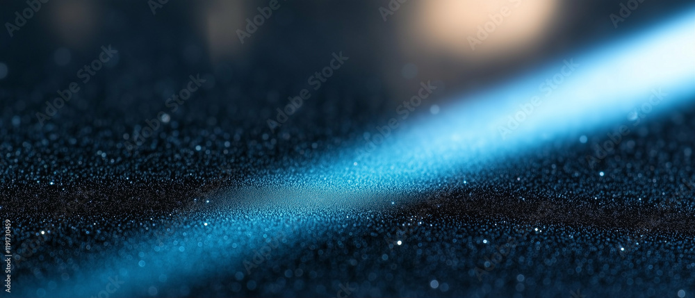 Poster light beam with sparkling texture and ethereal glow on a dark surface