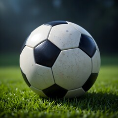 Fototapeta premium Football with grass background on the field