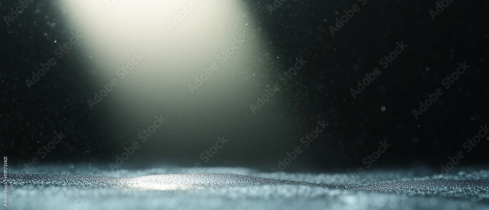 Poster light beam creating abstract light effect in dark atmosphere with particles and highlights