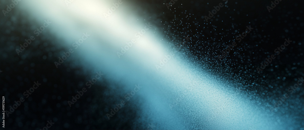 Poster light beam illuminating abstract particles in dark background with creative design and artistic effe