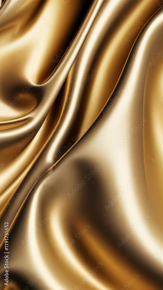 Poster Elegant golden fabric flowing gently, capturing light with its smooth texture and shimmering details in a soft arrangement