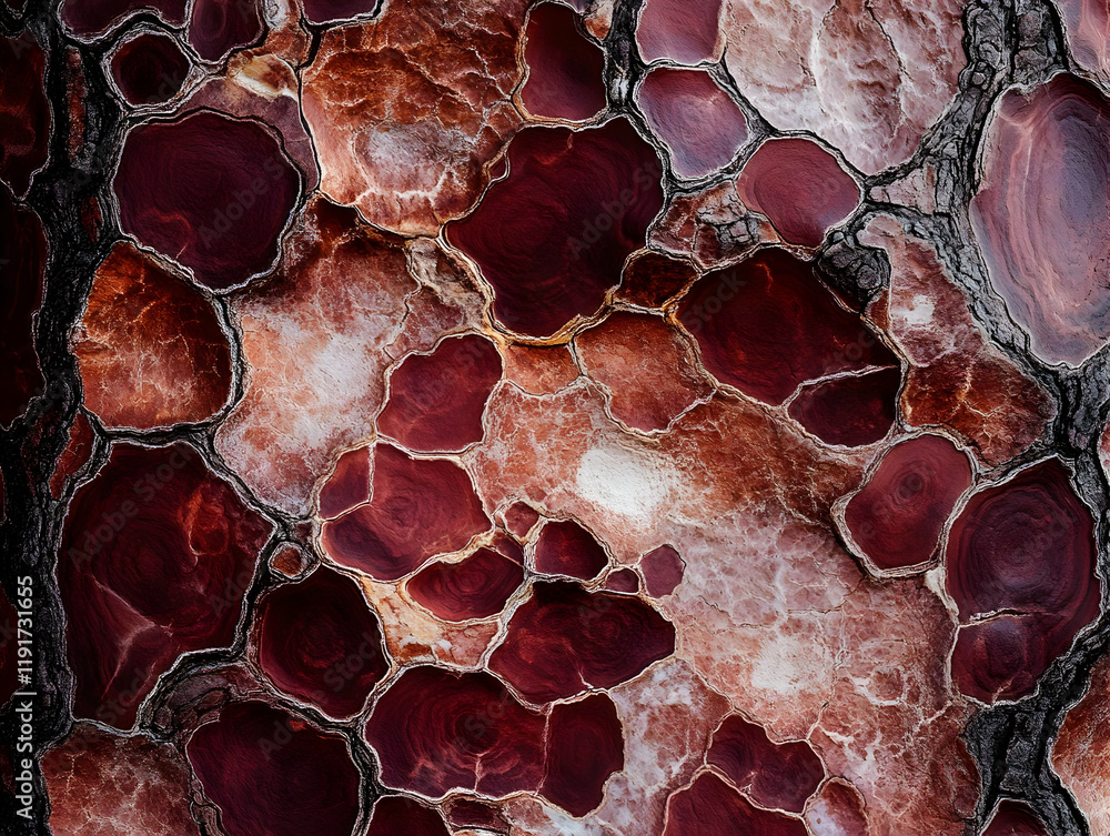 Poster intricate red and brown abstract texture creates a visually striking pattern background.
