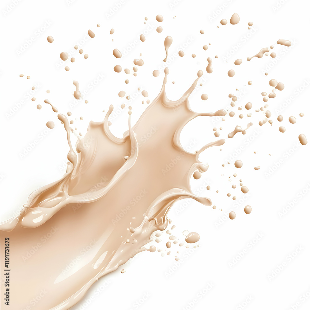 Aufkleber beige liquid splashes dynamically across a white backdrop, creating an abstract visual