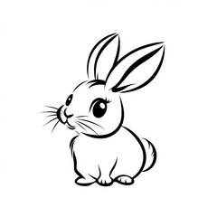 Fototapeta premium Cute cartoon rabbit illustration, simple line art, perfect for children's books, or decor
