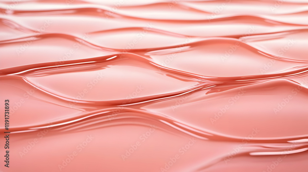 Poster glossy pink waves flow smoothly across the frame with soft highlights in the light