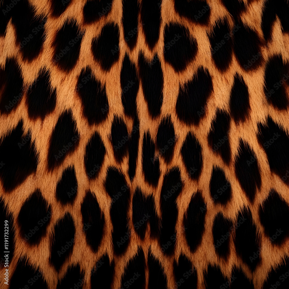 Poster close-up of leopard fur shows texture, pattern, and color variation with realistic detail