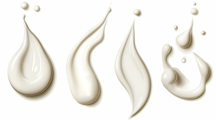 Creamy Liquid Splashes and Drops on a Clean White Background for Product Presentation