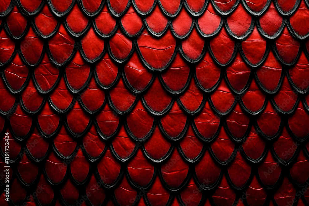 Poster red and black scales pattern forms a textured background, seamlessly repeating in a unique design