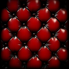 Fototapeta premium Close-up of Luxurious Red Leather Upholstery with Diamond Pattern and Buttons
